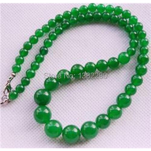 Wholesale 6-14mm Green chalcedony chalcedony Jewelry Necklace 18" JT5811