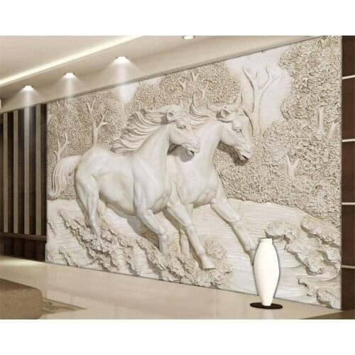 Custom photo wall mural wallpaper Embossed white horse sofa background wallpaper for walls 3 d carta da parati beibehang