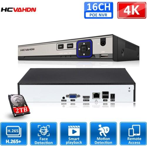HCVAHDN H265 16CH*4K NVR Network Digital Video Recorder AI Human Motion Face Detection P2P CMS XMEYE Security Onvif