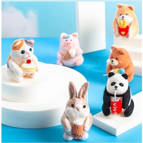 Pokes music key hanging panda rabbit wool needlepoint kit wool felt needle felting decoration craft needlecraft DIY handmade
