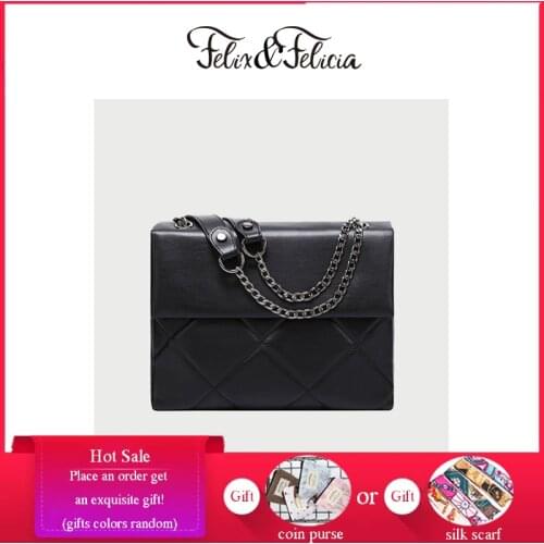 FELIX & FELICIA Women Fashion Shoulder Handbag For 2021 Ladies Casual PU Leather Messenger Vintage Chain Crossbody Flap Tote Bag