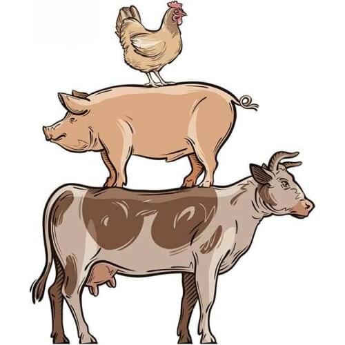 SZWL Farm Animals Cow Pig and Chicken Funny Car Stickers Waterproof Automobile Assessoires Laptop Trunk Decal Vinyl,13cm*10cm