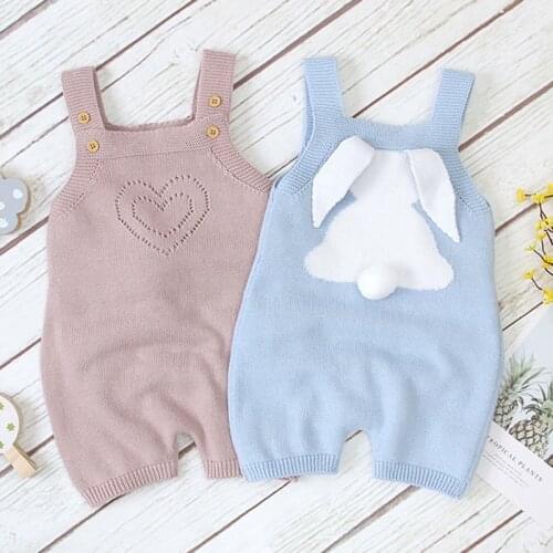 Knit Baby Rompers Newborn 3D Rabbit Baby Jumpsuit Overall sleeveless Baby Boys Clothes Summer Knitted Girls Baby Casual Clothes