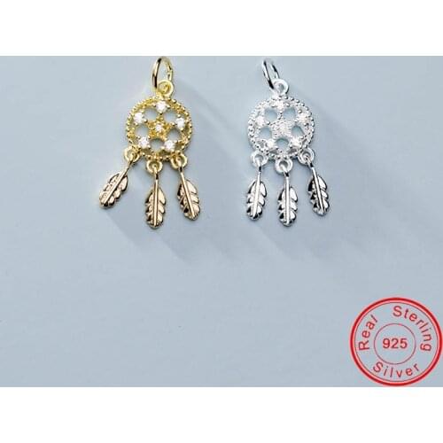 UQBing Fashion 925 Sterling Silver Deamcatcher Zircon Dangle Charms Fit DIY Charm Bracelet Jewelry Findings
