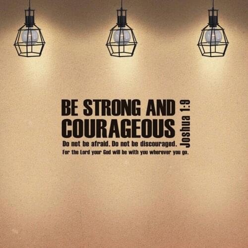 WJWY Be Strong And Courageous Wall Sticker Bible Verse Scripture Home Decor Living Room Bedroom Wall Decals Art Murals