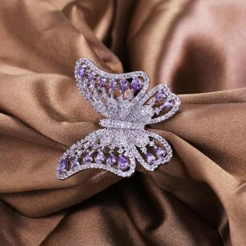 Be 8 2019 Fashion Luxury Adjustable Ring Cubic Zirconia Hollow Butterfly Shape Fashion Bride Wedding Party Jewelry Gift R160