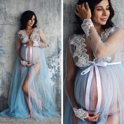 Women Lace Maternity Dress Women Pregnancy Lace Long Maxi Dresses Pregnant Women Clothes Pregnancy Women Photo Props Shoot