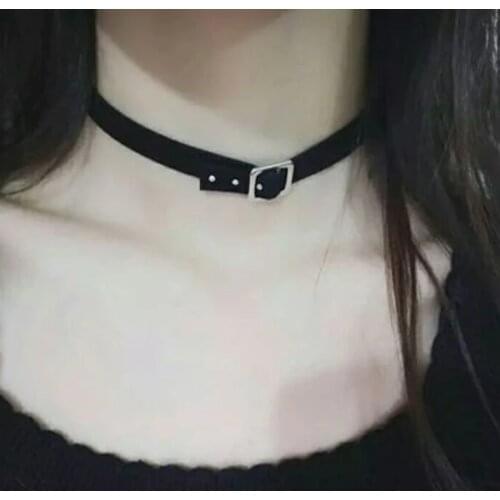 Chocker Gothic Punk Style Black Fake Leather Choker Necklaces Women Crew Neck Necklace Female Party Jewelry Party Gifts Trinkets