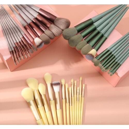 13PCS Makeup Brushes Pro Green Brush Set Powder Eyeshadow Blending Eyeliner Eyelash Eyebrow Make Up Beauty Cosmestic Brushes