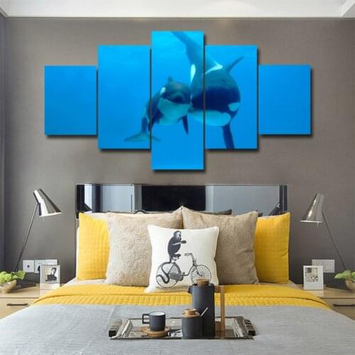 Blue ocean whale 5 pcs Modern Home Wall Decor Canvas Picture Art HD Print Painting On Canvas for Living Room