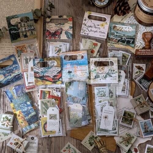 60 pcs Vintage Van Gogh starry sky stamps Decorative Stickers Scrapbooking Stick Label Diary Album stationery painting Sticker