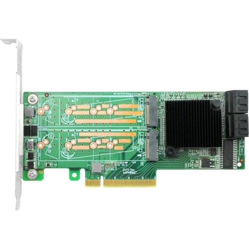 8-Port PCIe 2.0 x8 to M.2 SATA 3.0 RAID Controller Adapter Card-LRST9608-4M4S