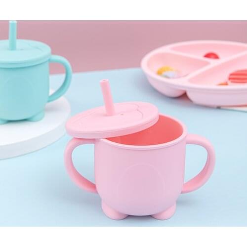 Baby Feeding Cups Baby Learning Baby Drinkware silicone Sippy Cups For Toddlers & Kids With Silicone Sippy Cup Lids BPA Free