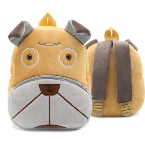 Children School Backpack Cartoon Shar Pei Dog Design Comfortable Plush Material For Toddler Baby Kindergarten Kids Snacks Bag