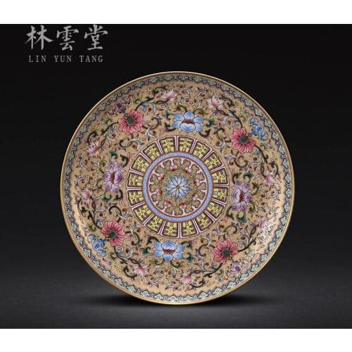 Phase jindi colored enamel decoration sat dish hang dish jingdezhen handmade ceramic plate of furnishing articles