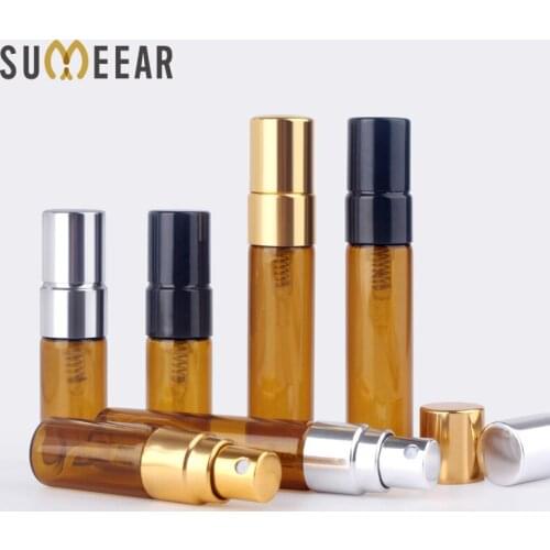 100 Pcs/Lot Trial Pack 5ML Amber Essential oil Bottles Refillable Perfume Bottle Empty Spray Bottle Atomizer Cosmetic Container
