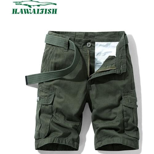 Hawaifish brand Mens Cargo Shorts 2021 new summer Casual cotton Half Pants high quality Mid Waist Drawstring Loose Shorts