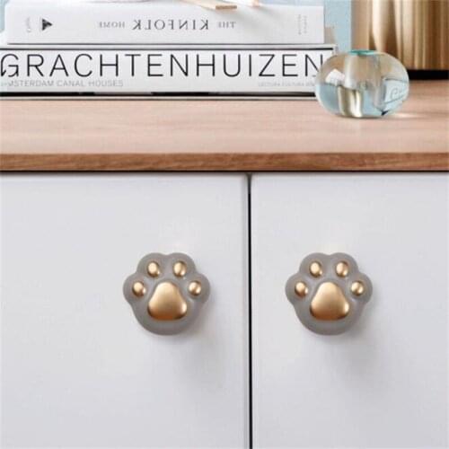 Cat Paw Ceramic Handles Cabinet Knobs Cartoon Animal Door Pull Handle Wardrobe Cupboard Drawer Pulls Kids Bedroom Home Decor