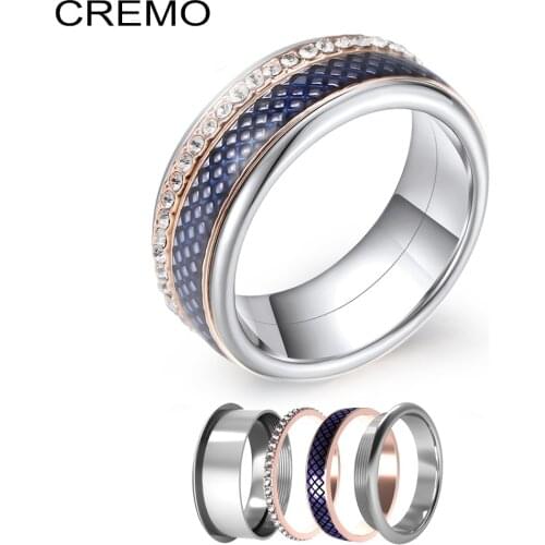 Cremo Luxury Stainless Steel Finger Ring Homemade Jewelry Rings Rotatable Interchangeable Accessories for MOM Gift
