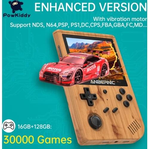 POWKIDDY ANBERNIC RG351V 3.5-Inch Handheld Game console 128G Pre-installed 30,000 Games Built-in WIFI Vibration Boyfriend Gift