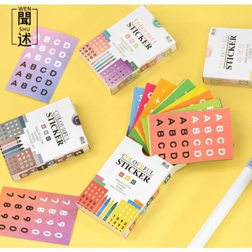 Alphabet Stickers Set Colorful Number Stickers Journa Keyboard Scrapbook Decor Office School Supplies 48Sheets/Pack