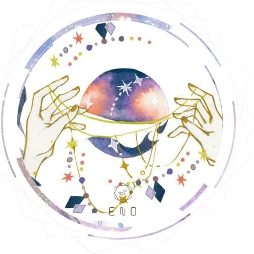 Stars gilding hand account sticker gesture universe planet hand account with release paper