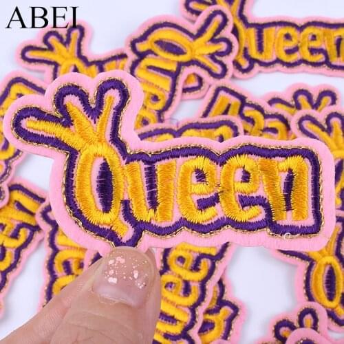10pcs/lot Embroidered Queen Patch for Girls Clothes Iron On Sew On Fabric Appliques DIY Garments Stickers Quality Motif Badge