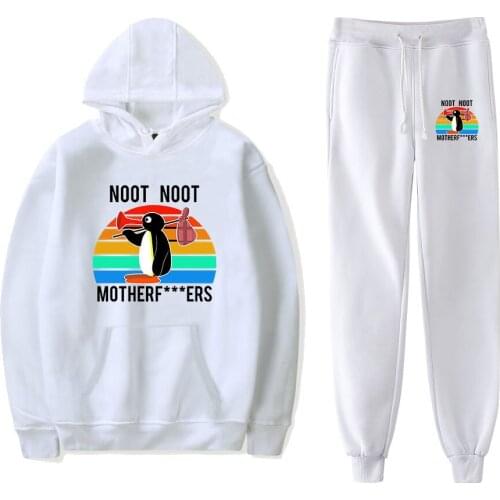2020 noot noot Pingu-2D Kawaii Hoodies Sweatshirts+Recreational Sweatpants Sport Suit Casual Mens and Womens Sets