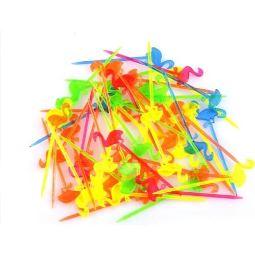 50 Pieces Flamingo Food Picks Buffet Cupcake Fruit Fork Cake Dessert Salad Sticks Cocktail Toothpick Skewer Party Supplies