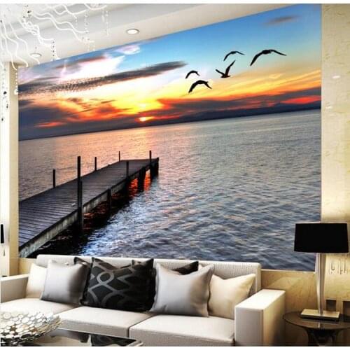 Landscape Sea Wall Mural Wallpaper for Living Room Wall Decor Modern Mural Custom Size mural de parede 3d Wall Murals Nature