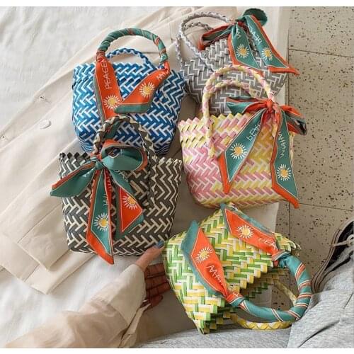 Casual Rattan Large Capacity Tote Bags For Women Wicker Woven Women Handbags Handmade Straw Womens Bag Summer Beach Shopper Bag