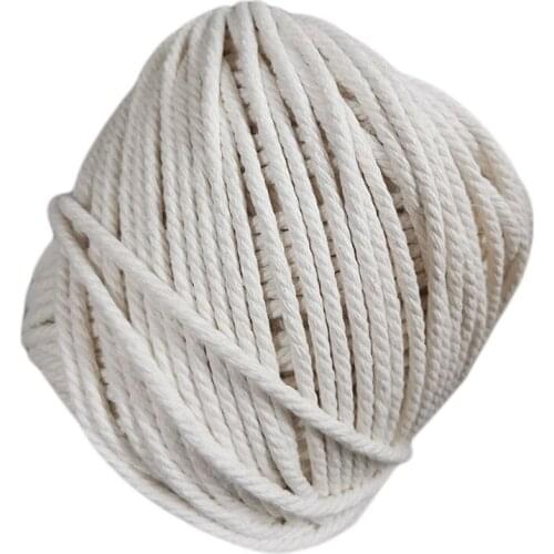Durable White Cotton Cord Natural Beige Twisted Cord Rope Craft Macrame String DIY Handmade Home Decorative Supply