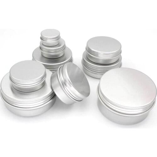 50PCS 5g/10g/15g/30g/50g/60g Empty Aluminum Jars Refillable Cosmetic Bottle Ointment Cream Sample Packaging Containers Screw Cap
