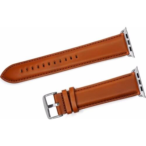YQI Italy Genuine Leather Watch Strap 38mm 42mm Watch Band Light Brown Watchband Extra Long for Apple watch