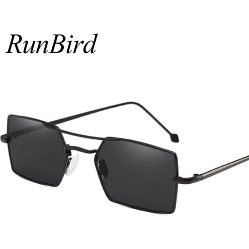 RunBird Retro Square Sunglasses Women Men Colorful Alloy Sunglass Female Vintage Sun Glasses UV400 Shades Oculos Gafas 1345R