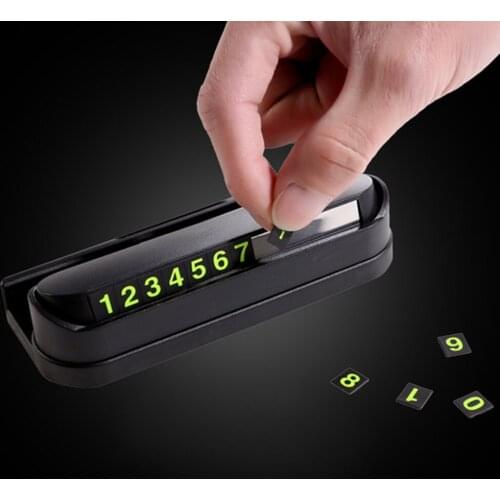 Hidden Luminous Phone Number Plate Stickers Car Multifunctional Temporary Parking Card Notification Universal Car Park Stop Card