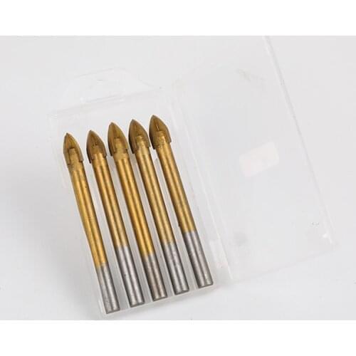 Standard Round Shank Titanium-Plated Cross 5-10MM Hard Alloy Marble Deep Hole Drill Bit Ceramic Tile Hole Drill Bit