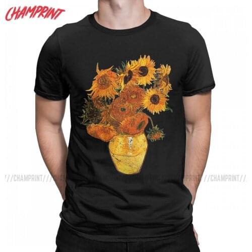 Vincent Van Gogh Sunflowers T Shirt Mens Cotton Humorous T-Shirt Crewneck Tee Shirt Short Sleeve Tops New Arrival