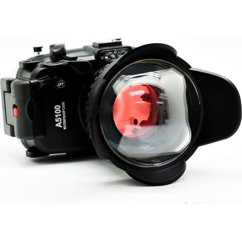 For Sony A5100 16-50mm 130ft Waterproof Housing Case + Fisheye Wide Angle lens and Red Diving Filter 67mm