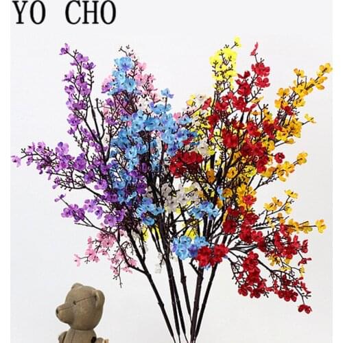 YO CHO 50cm 5 fork cherry blossom branch artificial flower cherry blossoms bride bouquet party home decoration fake flower