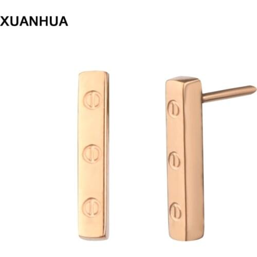 XUANHUA Rose Gold Earrings For Women Stainless Steel Fashion Jewelry 2019 Jewelry Simple Accessories Stud Earrings Jewellery