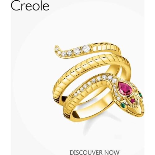 Golden Snake Ring 2021 New Fine Jewerly 925 Sterling Silver Vintage Elegant Style Symbol of Seduction Wisdom Gift For Women