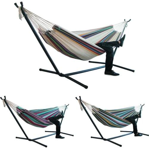 1pc Portable Hammock Outdoor Hammock Garden Sports Home Travel Camping Swing Canvas Stripe Hang Bed Hammock 150 x200cm Hammock