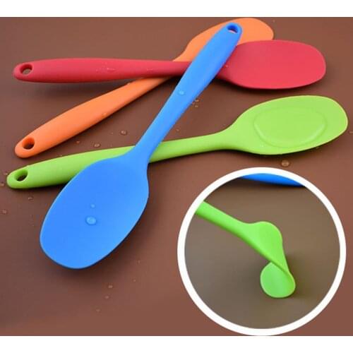 1pc Silicone Heat Resistant Flexible Spoon Long Handle Spatula Non-stick Scraper Ice Cream Spoons Shovel Kitchen Cooking Utensil