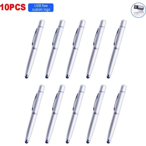 10pcs/lot free logo ballpoint pen USB stick 128gb Flash Drive 64GB 4gb Pen drive 8gb 16gb 32gb pendrive usb u-disk cle usb 2.0