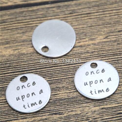 10pcs once upon a time charm silver tone message charm pendant 20mm