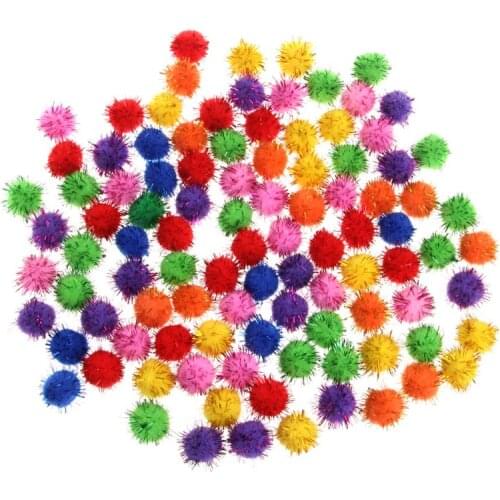 100Pcs Colorful Mini Sparkly Glitter Tinsel Balls Small Pom Ball For Cat Toys