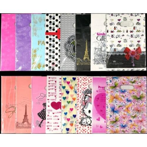 100pcs/lot 15x20 Gift Bags Handles Plastic Bag For Clothes Storage Bag Party Supplies Shopping Bag Packaging Wedding Decoration