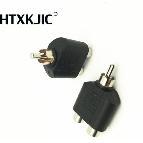 2Pcs/lot RCA Y Splitter AV Audio Video Plug Converter 1 Male to 2 Female Adapter Kit Lotus Color AV Jack RCA Plug To Double