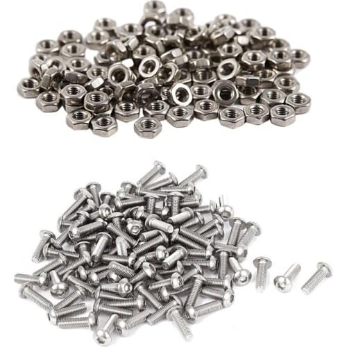200Pcs M3 Screws Nut Fastener: 100Pcs 11Mm Long M3X10Mm Hex Socket Button Head Screws & 100Pcs M3 3Mm Female Thread Hex Metal Nu